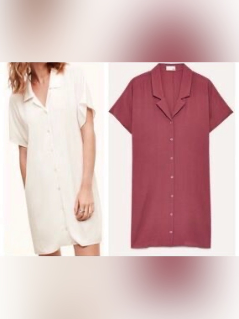 Aritzia Wilfred Radhika Short-Sleeve Button Down Front Shirt Dress in Rose Large